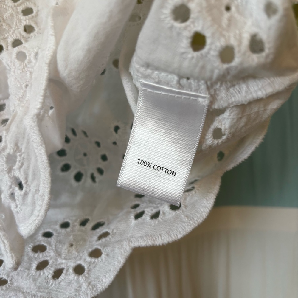 Joie Eyelet Front Tie Cropped Lace Top White Size Large - Picture 8 of 9